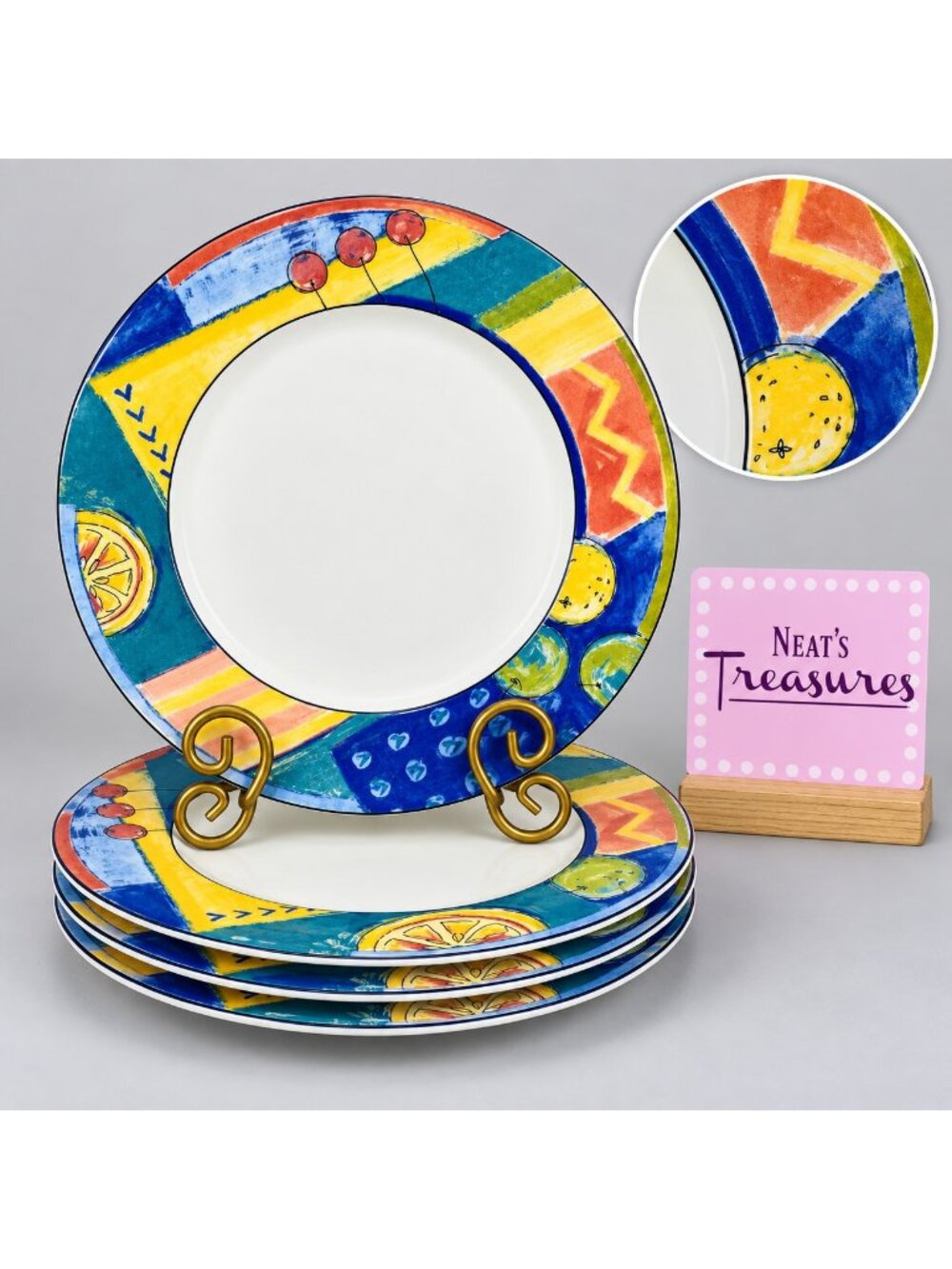 Mikasa HK 246 FORECAST Citrus Strong Chip Resistance China Dinner Plates Set 4